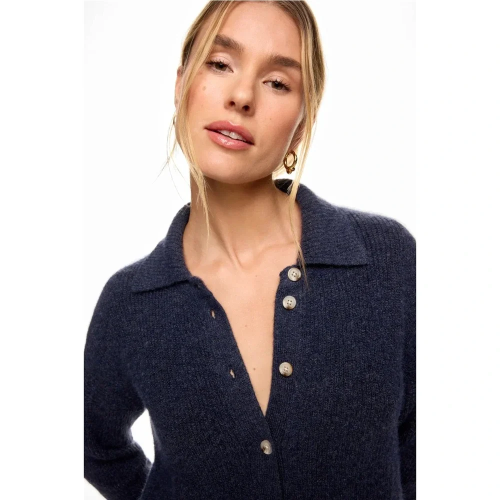 Central Park West Millie Oversized Sweater Polo Navy Size XS - Picture 2 of 9